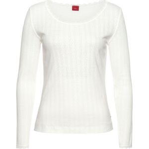 Ecru Pyjama - Ajourbreisel - Ronde Hals - Lange Mouwen - Kant