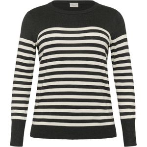 KAFFE CURVE Trui 'Lizzy'  antraciet / wit