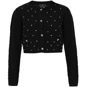 faina Gebreid vest  zwart / wit