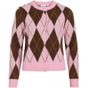 VILA Gebreid vest 'VINORE'  bruin / lichtbruin / rosa