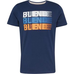 BLEND Shirt  blauw / donkerblauw / oranje / wit