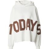 10Days - Sweatshirt - Ecru/Bruin - Gevoerde Capuchon - Wijde Pasvorm
