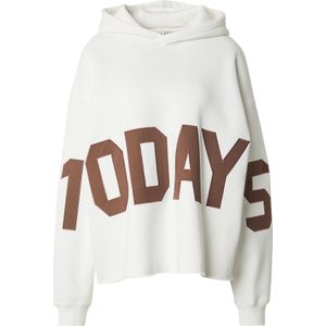 10Days - Sweatshirt - Ecru/Bruin - Gevoerde Capuchon - Wijde Pasvorm