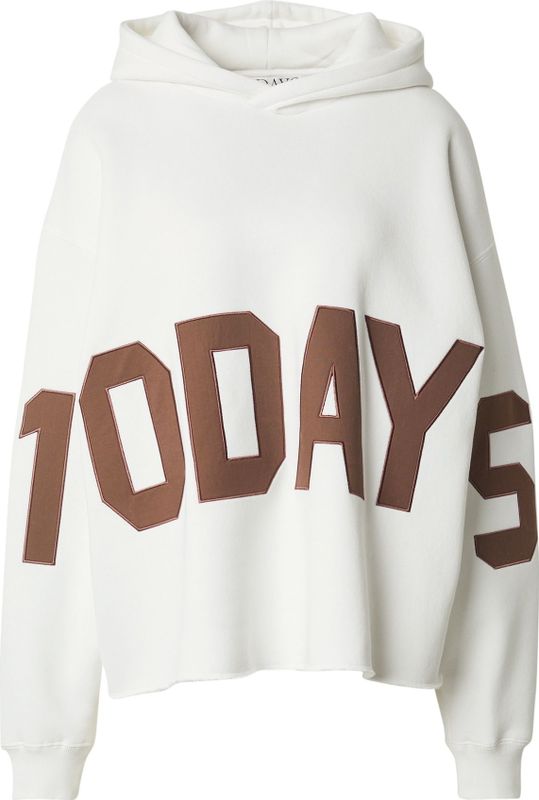 10Days - Sweatshirt - Ecru/Bruin - Gevoerde Capuchon - Wijde Pasvorm