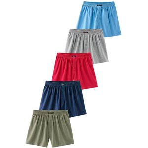 Boxershorts - Rood/Blauw/Marine/Kaki/Grijs mêlee - Comfortabele Pasvorm - Elastische Band