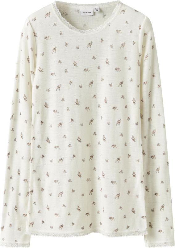 Merino Wol Top - Lange Mouwen - Slim Fit - Ronde Hals - Print