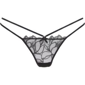 Lascana - Amira-Collectie - String - Zwart - Met Glanzende Kant