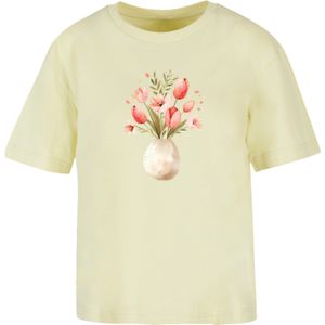 F4NT4STIC Shirt 'Rosa Frühlingsblumenstrauß In Vase'  lichtgeel / gemengde kleuren
