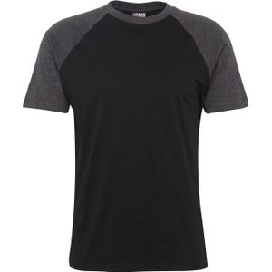 Urban Classics - Raglan Contrast Heren T-shirt - Zwart Grijs