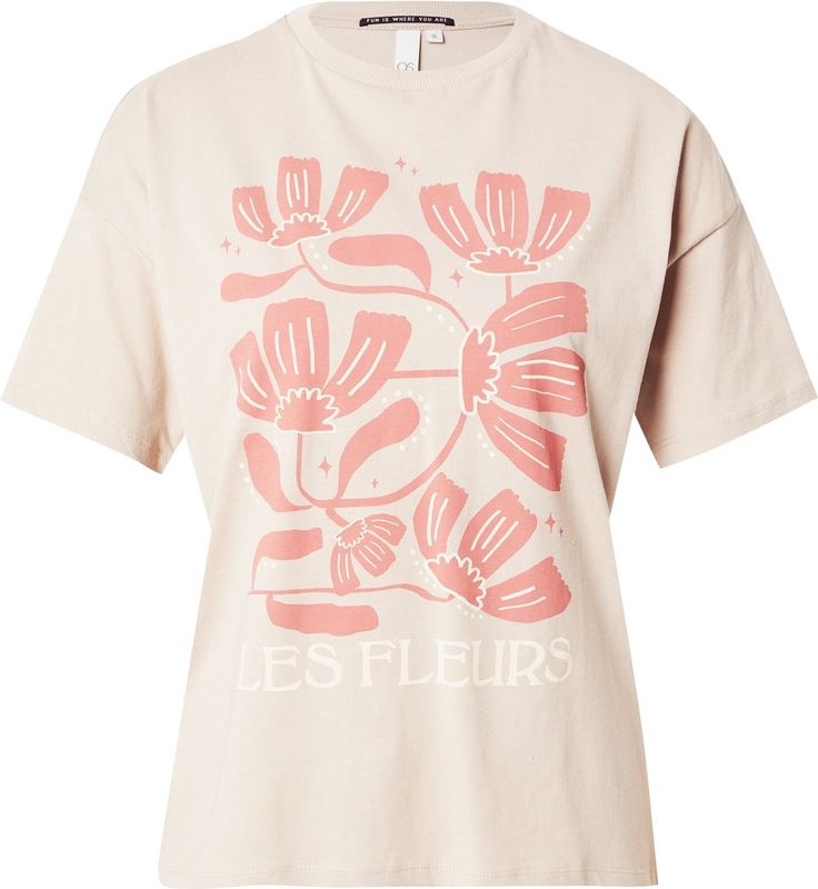 QS - Shirt - Lichtbeige - Bloemenprint