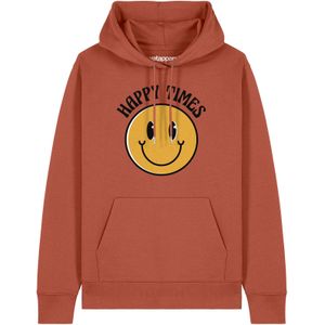 Watapparel Sweatshirt ' Happy times smiley emoji '  lichtbruin / geel / zwart / wit