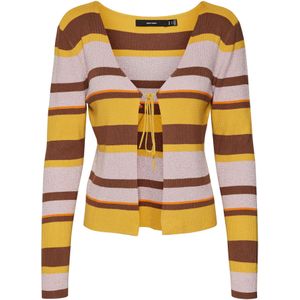 VERO MODA Gebreid vest 'AURA'  bruin / geel / lila