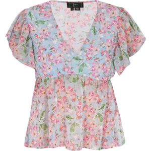 faina Blouse  lichtblauw / groen / pink