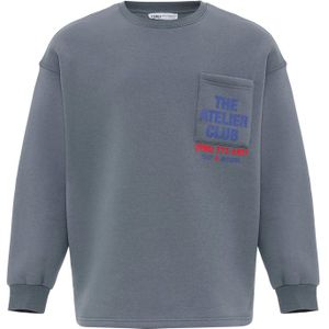 VAMOS CLO Sweatshirt  blauw / donkergrijs / lichtrood