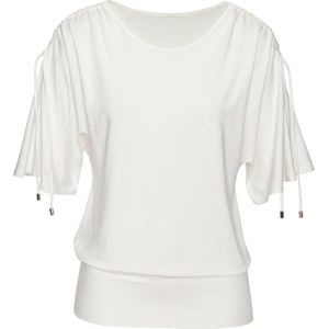 Lascana - Shirt - Crème - Ronde Hals - Met Variabele Mouwlengte - Zachte Viscose-Stretch