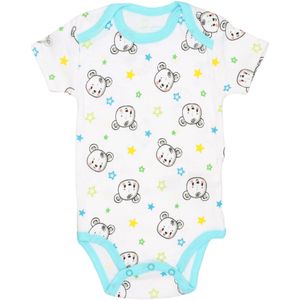 E Plus M Rompertje/body 'Mini Möme'  lichtblauw / geel / zwart / wit