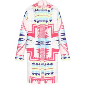 IZIA Gebreid vest  lichtblauw / donkerblauw / neonroze / offwhite