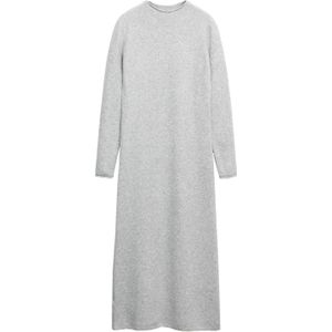 Mango Gebreide Jurk met Wol Lichtgrijs