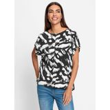 Ecru/Zwart Gedessineerde Blouse - 100% Viscose