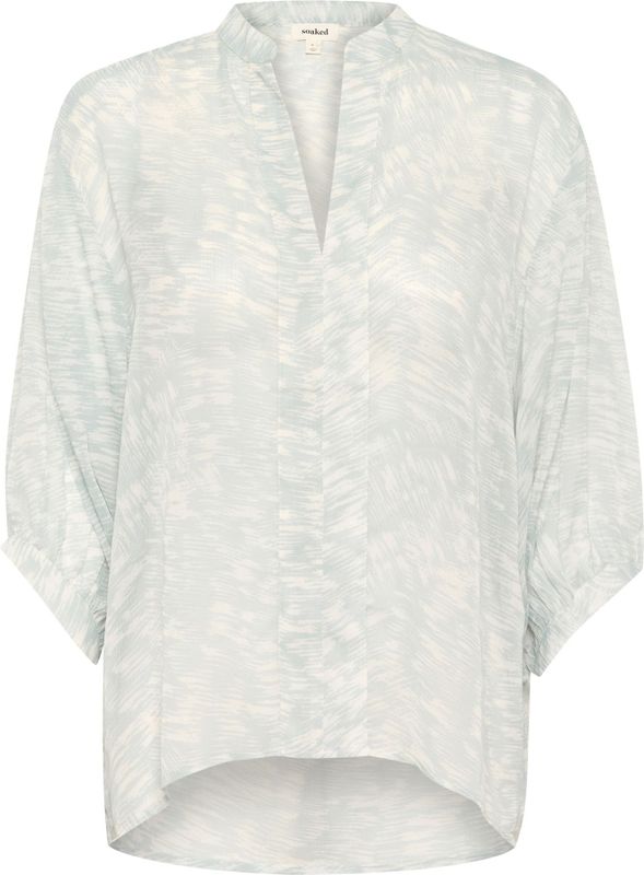 SOAKED IN LUXURY Blouse 'SLMarta Amily'  lichtblauw / wit