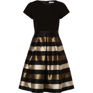 Marie Lund - Cocktailjurk - Goud - Zwart - Parelwit - Slanke Pasvorm