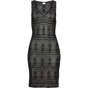 Strandjurk - Zwart - Ajourpatroon - Mouwloos - V-hals