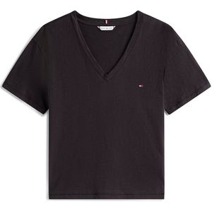 TOMMY HILFIGER - Shirt - Zwart - V-hals - Losse Pasvorm