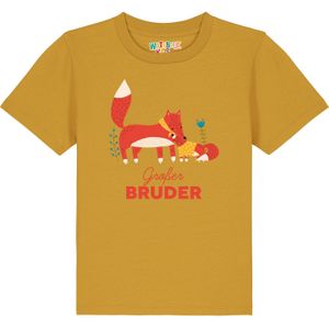 watabout.kids Shirt 'Fuchs Großer Bruder'  oker / groen / watermeloen rood / wit