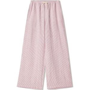 Bershka - Broek - Grenadine/Wit - Krijtstrepen - Loosefit - Gerecycled Materiaal