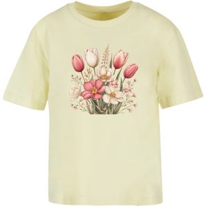 F4NT4STIC Shirt 'Rosa weißer Frühlingsblumenstrauß'  geel / pasteelgeel / kaki / pink / wit