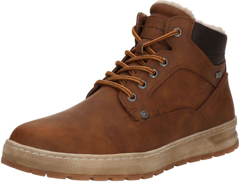 Tom Tailor - Winterlaarzen - Bruin - Plateau - Veterschoenen - High-top Sneaker met Binnenrits