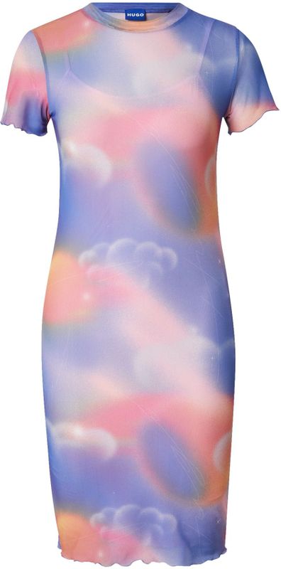HUGO Jurk 'Nastaja'  blauw / oranje / lichtroze / wit
