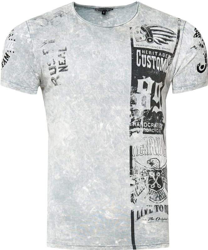 Rusty Neal - Gewassen Biker T-shirt - Heren - Normale Pasvorm - 100% Katoen