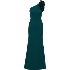Adrianna Papell Avondjurk 'One Shoulder Ruffle Crepe Gown'  donkergroen