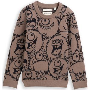 Tom Tailor - Gebreide Trui - Donkerblauw - Bedrukt - Voor Jongens