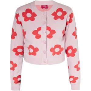 swirly Gebreid vest  pink / oranjerood