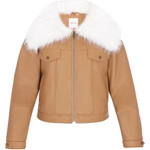 IZIA Winterjas 'Fashion Look'  camel / wit