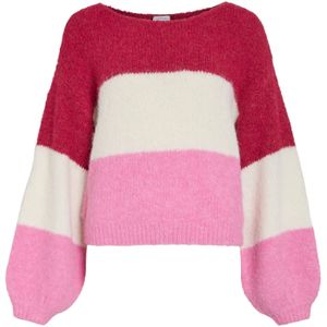 VILA Trui 'VIMarley'  fuchsia / lichtroze / wit