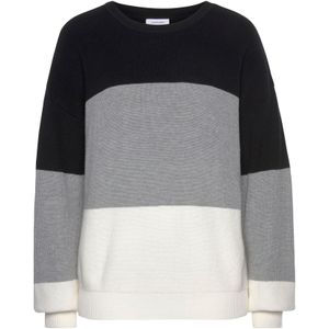 Damestrui - Zwart/Grijs-Crème - Katoenmix - Colorblock-Strepen