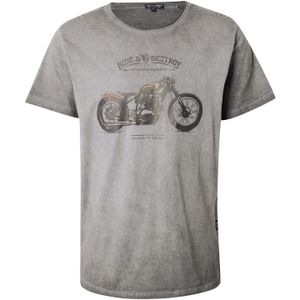 Key Largo - DESTROY - T-shirt - Cognac/Grijs/Antraciet - Jersey, Ronde Hals, Motiefprint