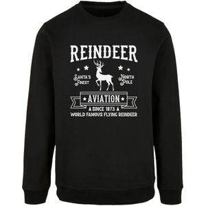 F4NT4STIC Sweatshirt 'Reindeer Aviation Retro Christmas Sign'  zwart / wit