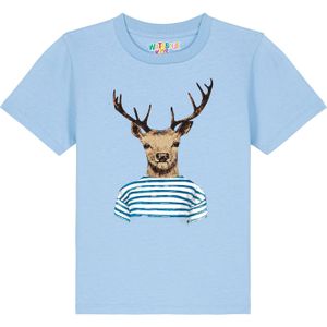 watabout.kids Shirt 'Hirsch'  blauw / lichtblauw / bruin / brokaat