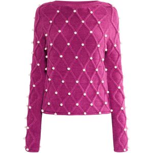 faina Trui 'Koosh'  fuchsia / parelwit