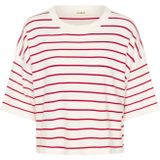 SOAKED IN LUXURY - SLSpina - Trui - Bloedrood/Wit - Geribbelde Kraag - Losse Pasvorm