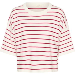 SOAKED IN LUXURY - SLSpina - Trui - Bloedrood/Wit - Geribbelde Kraag - Losse Pasvorm