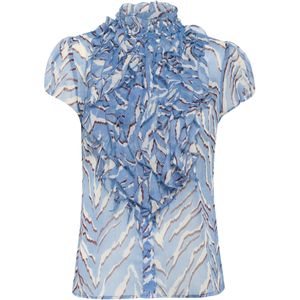 Allure - Nature Strokes - Blouse - Korte Mouwen - Staande Kraag - Regular Fit