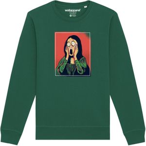 Watapparel Sweatshirt ' Mona Lisa Scream '  donkergroen / gemengde kleuren