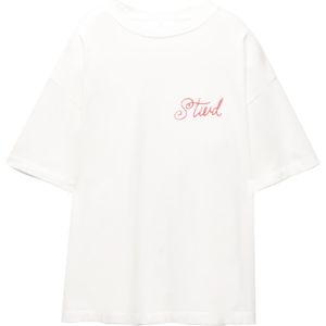 Pull&Bear Shirt 'TARTA'  lichtgrijs / kersrood / wit