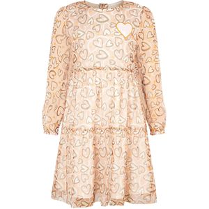 happy girls Jurk  beige / chocoladebruin / oranje / wit