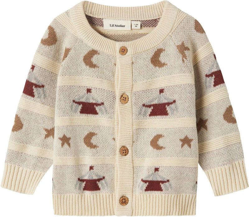 Lil'Atelier Gebreid vest  camel / lichtgrijs / bourgogne / wolwit